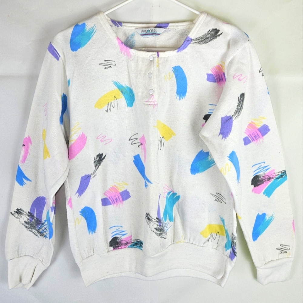 Vintage 90's Favorites Paint Brush Womens M/L Pullover Sweatshirt Colorful Fall